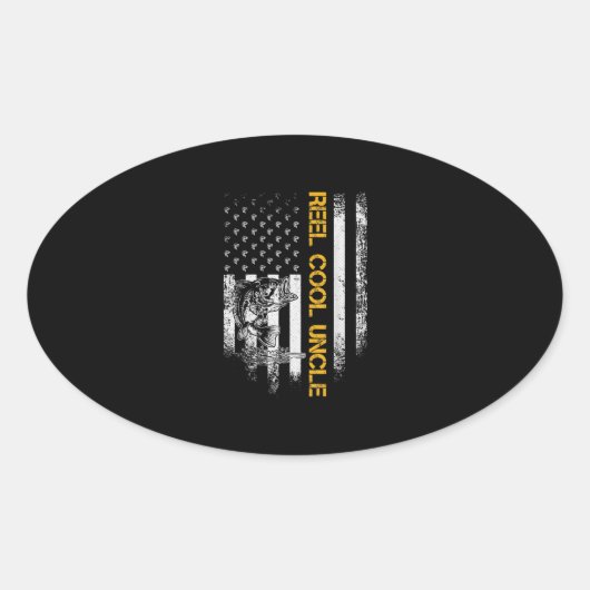 Amerikaanse vlag Reel Cool oom Funny Ovale Sticker (Voorkant)
