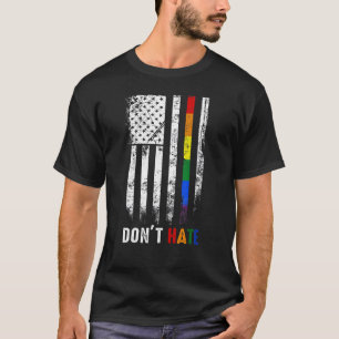 Amerikaanse vlag Regenboog haat geen homo lgbetq l T-shirt