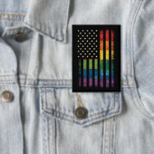 Amerikaanse Vlag Regenboog Pride Homoseksueel Lesb Button (Insitu)