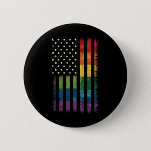 Amerikaanse Vlag Regenboog Pride Homoseksueel Lesb Ronde Button 5,7 Cm