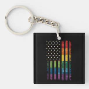 Amerikaanse Vlag Regenboog Pride Homoseksueel Lesb Sleutelhanger