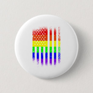amerikaanse vlag regenbooglgbt ronde button 5,7 cm