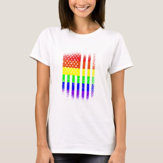 amerikaanse vlag regenbooglgbt t-shirt (Voorkant)