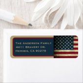 Amerikaanse Vlag Retouradreslabel Etiket (Insitu)