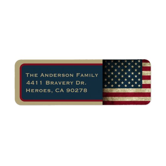 Amerikaanse Vlag Retouradreslabel Etiket (Voorkant)