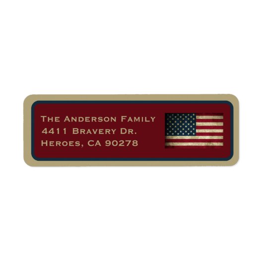 Amerikaanse Vlag Retouradreslabel Etiket (Voorkant)