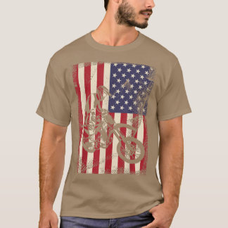 Amerikaanse vlag Retro  Dirt Bike Motocross Bi T-shirt