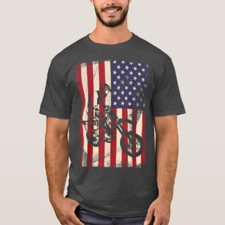 Amerikaanse vlag Retro Dirt Bike Motocross Bi T-shirt