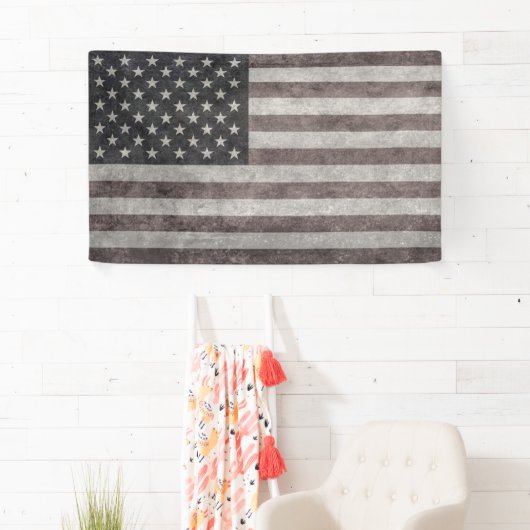 Amerikaanse vlag,  retro stijl met canvastextuur spandoek (Insitu)