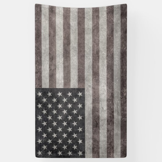 Amerikaanse vlag,  retro stijl met canvastextuur spandoek (Verticaal)