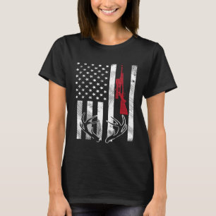 Amerikaanse vlag Rifle Antler Deer Hunting Hu T-shirt