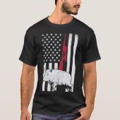 Amerikaanse vlag Rifle Hog Boar Pig Pistool Huntin T-shirt (Voorkant)