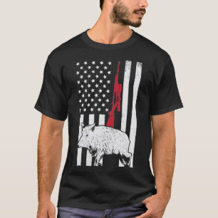 Amerikaanse vlag Rifle Hog Boar Pig Pistool Huntin T-shirt