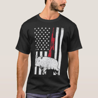 Amerikaanse vlag Rifle Hog Boar Pig Pistool Huntin T-shirt
