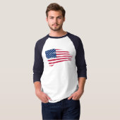 Amerikaanse vlag rip Basic 3/4 Sleeve Raglan T-shirt (Voorkant volledig)
