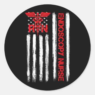 Amerikaanse Vlag Rn Endoscopie Verpleegster Ronde Sticker
