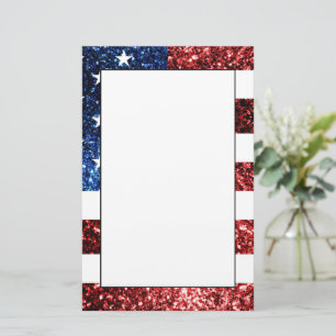 Amerikaanse vlag rode blauwe gliter briefpapier