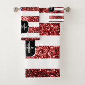 Amerikaanse vlag rode blauwe muggen monogram bad handdoek (Insitu)