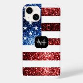 Amerikaanse vlag rode blauwe muggen monogram Case-Mate iPhone case (Achterkant)