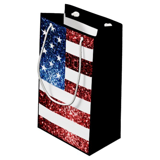 Amerikaanse vlag rode blauwe muggen monogram klein cadeauzakje (Achterkant Gekanteld)