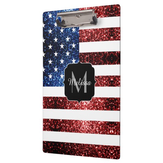 Amerikaanse vlag rode blauwe muggen monogram klembord (Links)