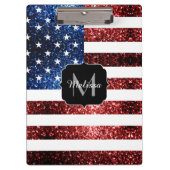 Amerikaanse vlag rode blauwe muggen monogram klembord (Voorkant)