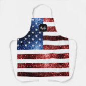 Amerikaanse vlag rode blauwe muggen monogram schort (Voorkant)