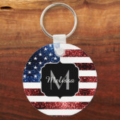 Amerikaanse vlag rode blauwe muggen monogram sleutelhanger (Achterkant)