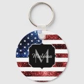 Amerikaanse vlag rode blauwe muggen monogram sleutelhanger (Achterkant)