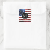Amerikaanse vlag rode blauwe muggen monogram vierkante sticker (Tas)