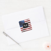 Amerikaanse vlag rode blauwe muggen monogram vierkante sticker (Envelop)