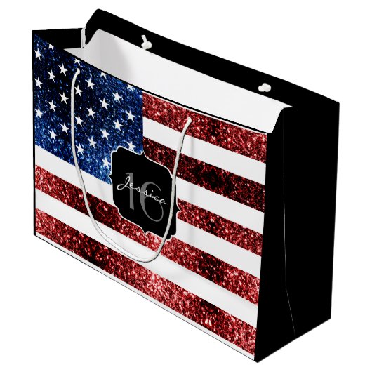 Amerikaanse vlag rode blauwe muggen zweet 16 large cadeautasje (Voorkant Gekanteld)