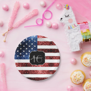 Amerikaanse vlag rode blauwe muggen zweet 16 papieren bordje