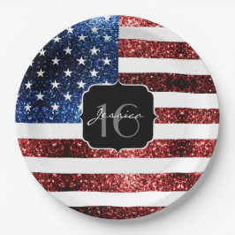 Amerikaanse vlag rode blauwe muggen zweet 16 papieren bordje