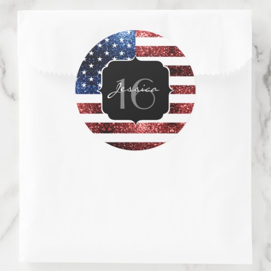 Amerikaanse vlag rode blauwe muggen zweet 16 ronde sticker (Tas)