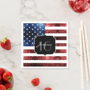 Amerikaanse vlag rode blauwe muggen zweet 16 servetten