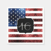 Amerikaanse vlag rode blauwe muggen zweet 16 servetten (Voorkant)