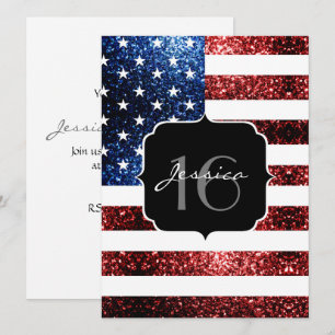 Amerikaanse vlag rode blauwe sparken glitter Sweet Kaart