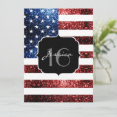Amerikaanse vlag rode blauwe sparken glitter Sweet Kaart (Staand voorkant)