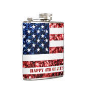 Amerikaanse vlag rode blauwe sparken Happy 4 juli  Heupfles (Rechts)