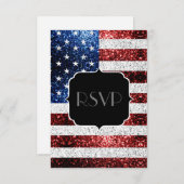 Amerikaanse vlag rode blauwe sparkles Glitters Swe RSVP Kaartje (Voorkant / Achterkant)