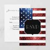 Amerikaanse vlag rode blauwe sparkles Glitters Swe RSVP Kaartje (Voorkant / Achterkant)