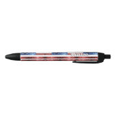 Amerikaanse vlag rode blauwe sparkles personalisee zwarte inkt pen (Bodem)