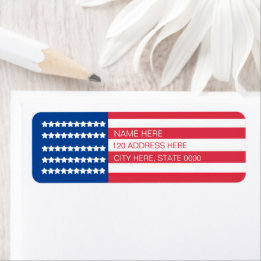 Amerikaanse vlag Rode Blauwe Stars Stripes Etiket