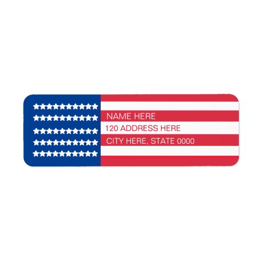 Amerikaanse vlag Rode Blauwe Stars Stripes Etiket (Voorkant)
