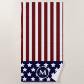 Amerikaanse vlag rode blauwe streep vlag strandlaken (Voorkant)