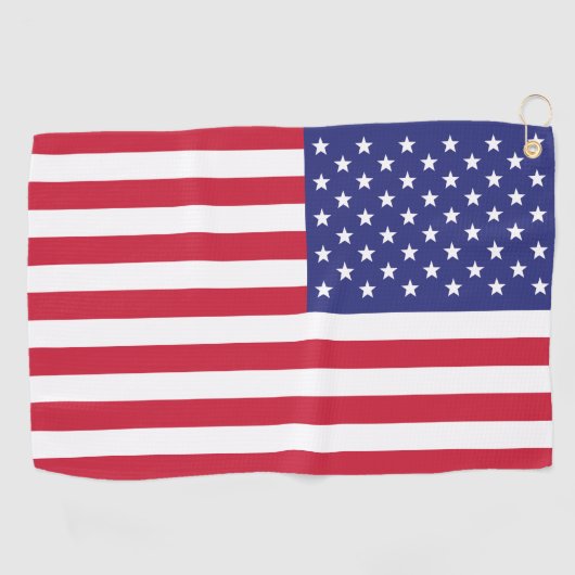 Amerikaanse vlag rode, blauwe strepen met rode Ame Golfhanddoek (Horizontaal)
