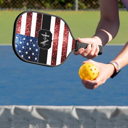Amerikaanse vlag rode blauwe vlekken pickleball paddle (Insitu)