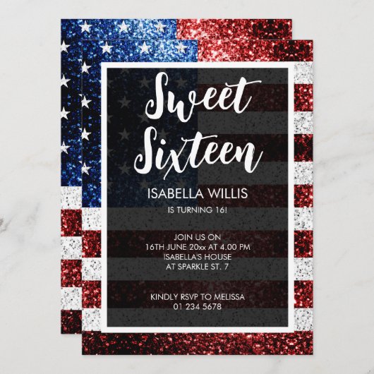 Amerikaanse vlag rode blauwe witte sparken Sweet 1 Kaart (Voorkant / Achterkant)
