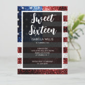 Amerikaanse vlag rode blauwe witte sparken Sweet 1 Kaart (Staand voorkant)